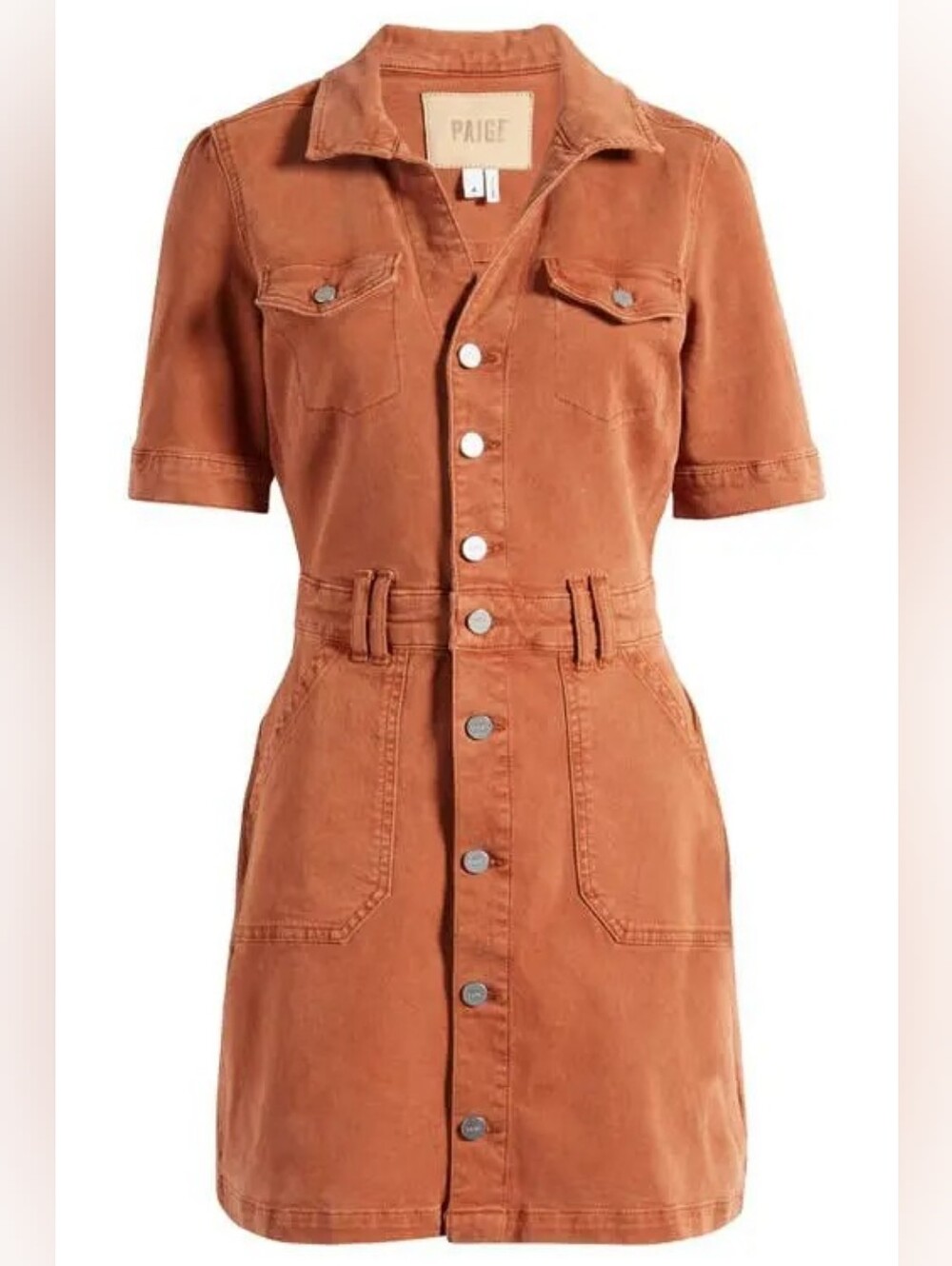 PAIGE Mayslie Denim Dress in Burnt Terracotta